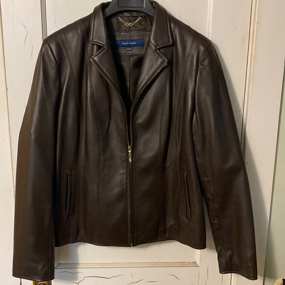 Cole Haan dark brown leather jacket XL